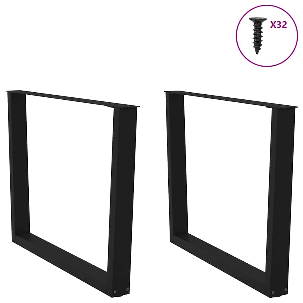 spisebordsben V-formet 2 stk. sort 100x(72-73,3) cm stål