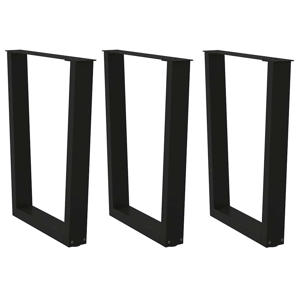 spisebordsben V-formet 3 stk. sort 70 x (72-73,3) cm stål