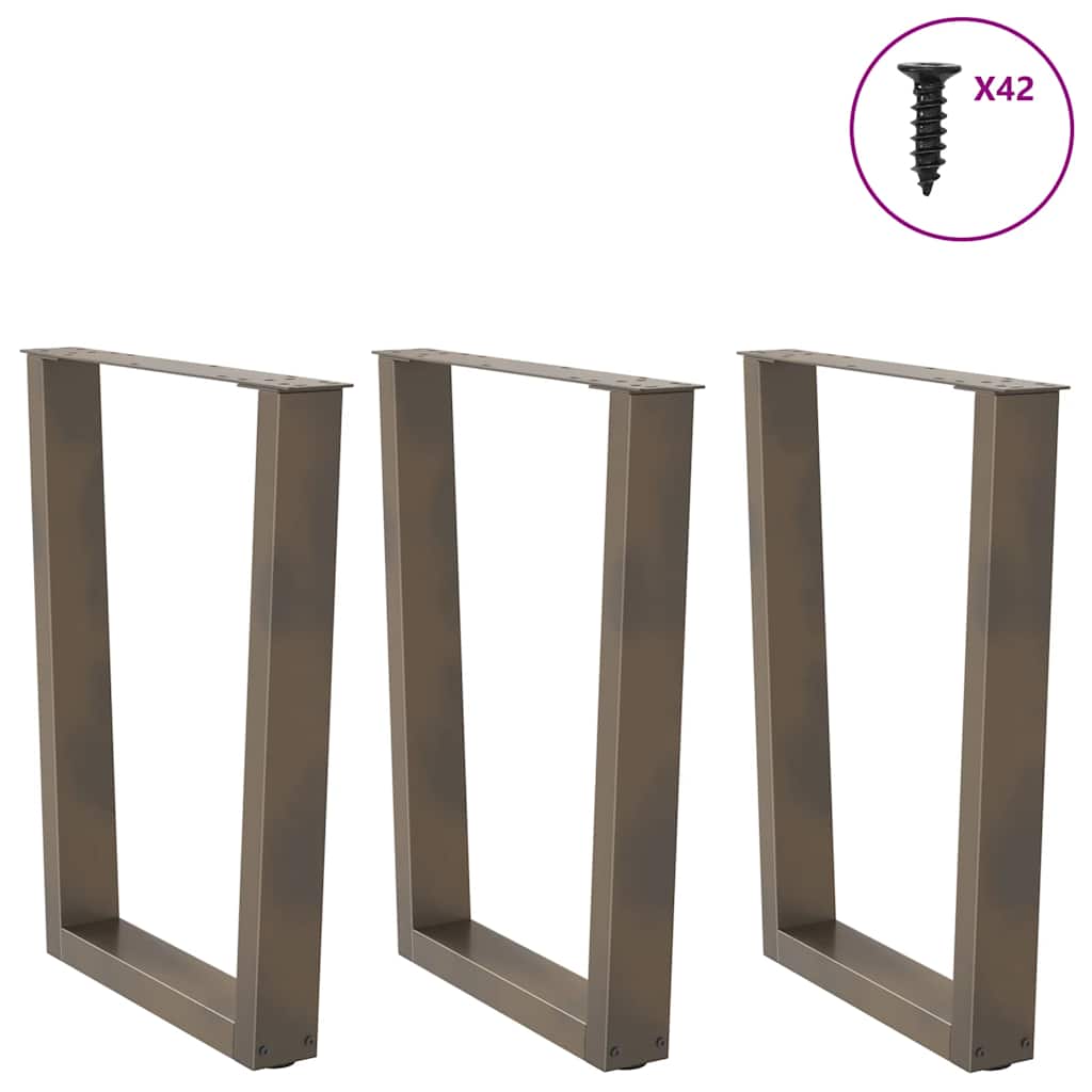 spisebordsben V-formet 3 stk. naturstål 70 x (72-73,3) cm stål