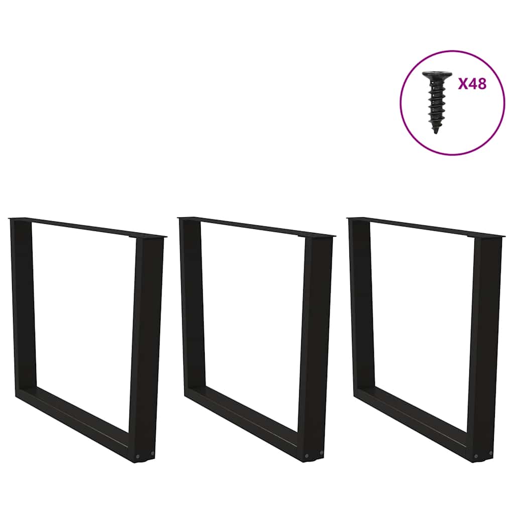 spisebordsben V-formet 3 stk. sort 100x(72-73,3) cm stål