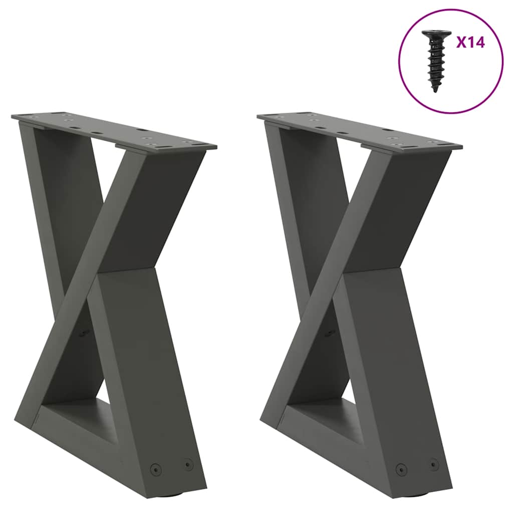 sofabordsben 2 stk. antracit 40x(30-31,3) cm stål