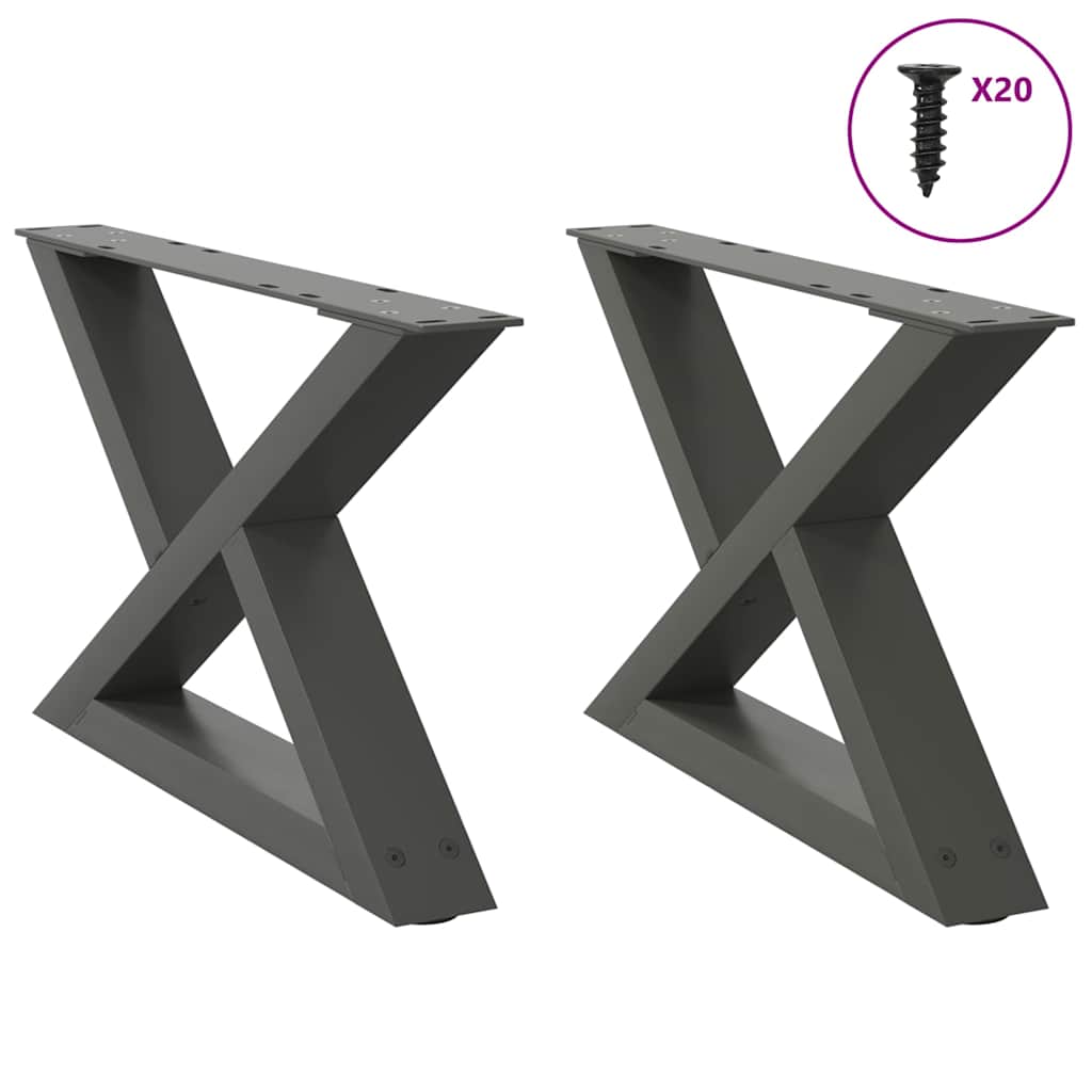 sofabordsben 2 stk. antracit 50x(30-31,3) cm stål