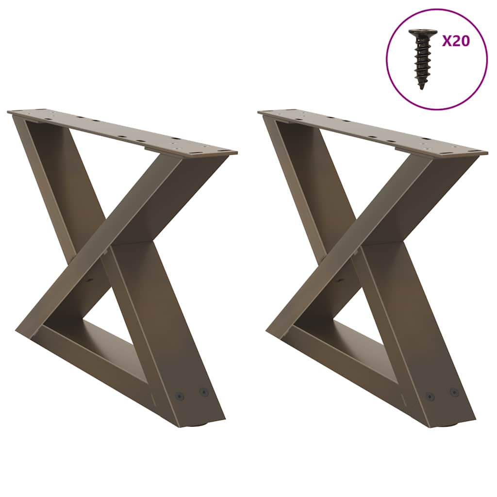sofabordsben 2 stk. naturstål 50x(30-31,3) cm stål