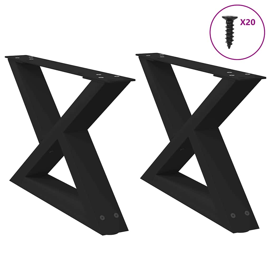 sofabordsben 2 stk. sort 60 x (30-31,3) cm stål