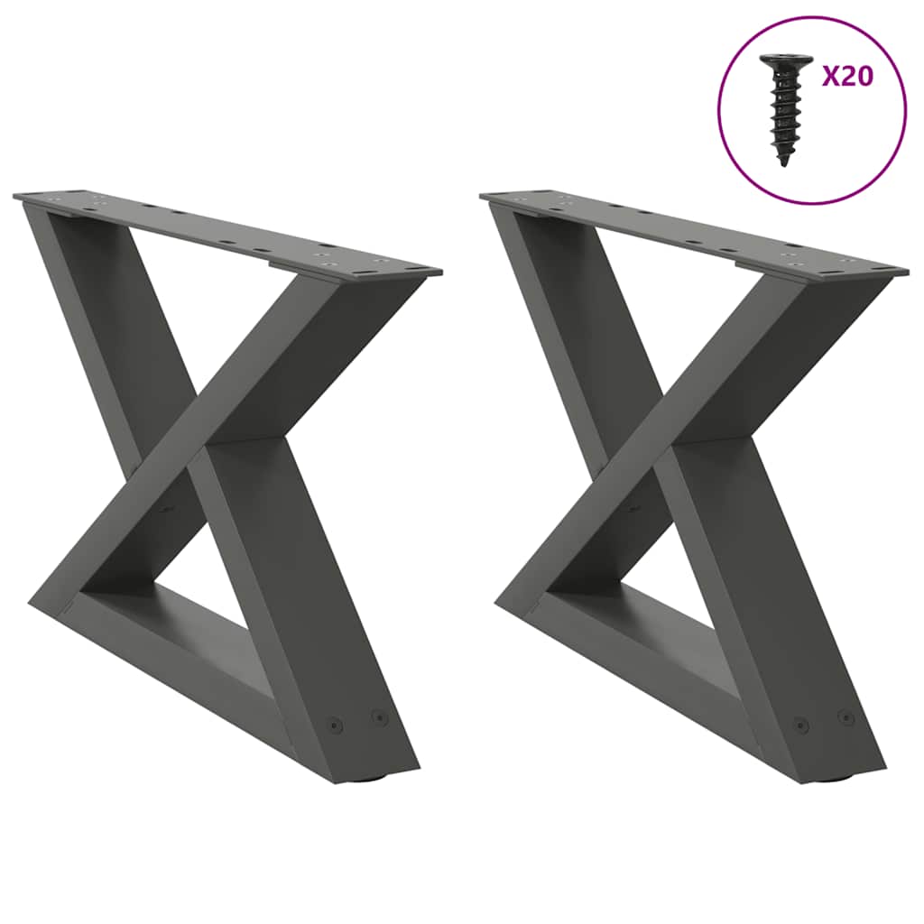 sofabordsben 2 stk. antracit 60 x (30-31,3) cm stål