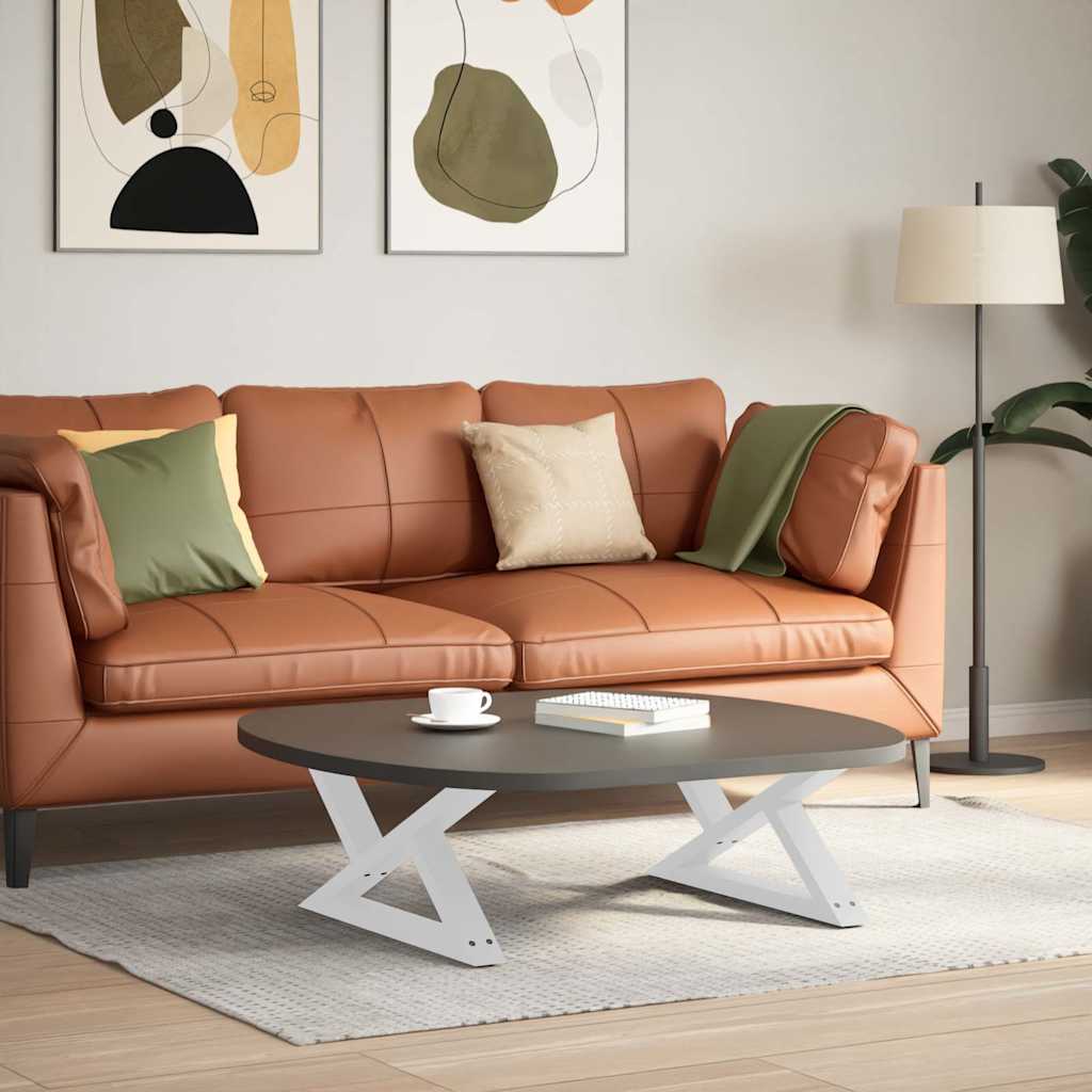 sofabordsben 2 stk. hvid 70 x (30-31,3) cm stål