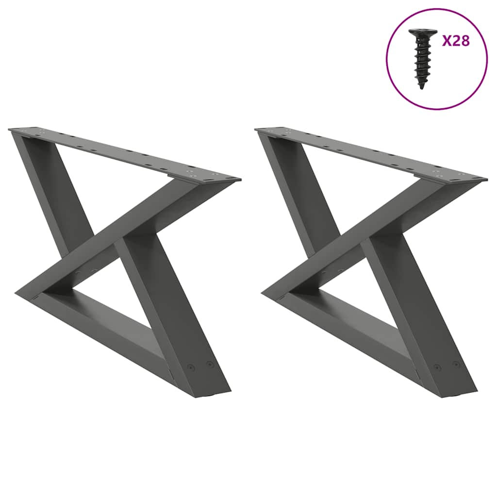sofabordsben 2 stk. antracit 70 x (30-31,3) cm stål