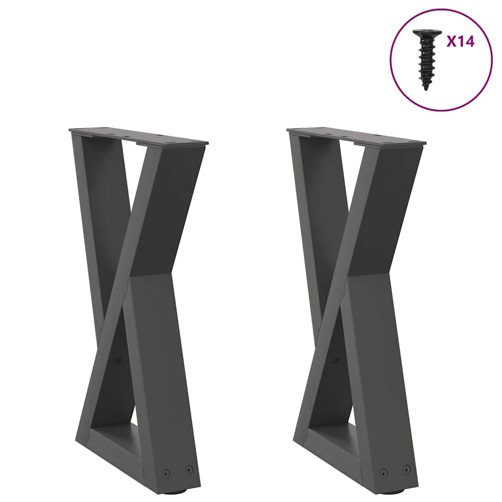 sofabordsben 2 stk. antracit 28 x (42-43,3) cm stål
