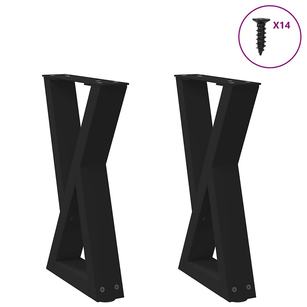 sofabordsben 2 stk. sort 38 x (42-43,3) cm stål
