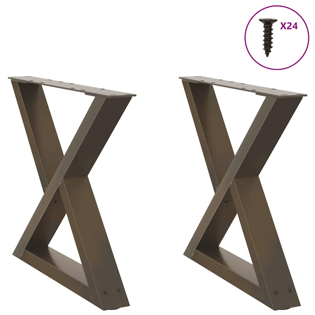 sofabordsben 2 stk. naturstål 50x(42-43,3) cm stål