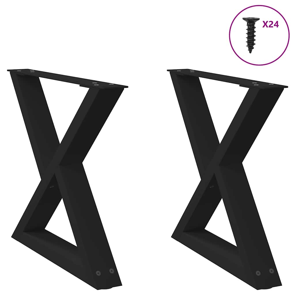sofabordsben 2 stk. sort 60 x (42-43,3) cm stål