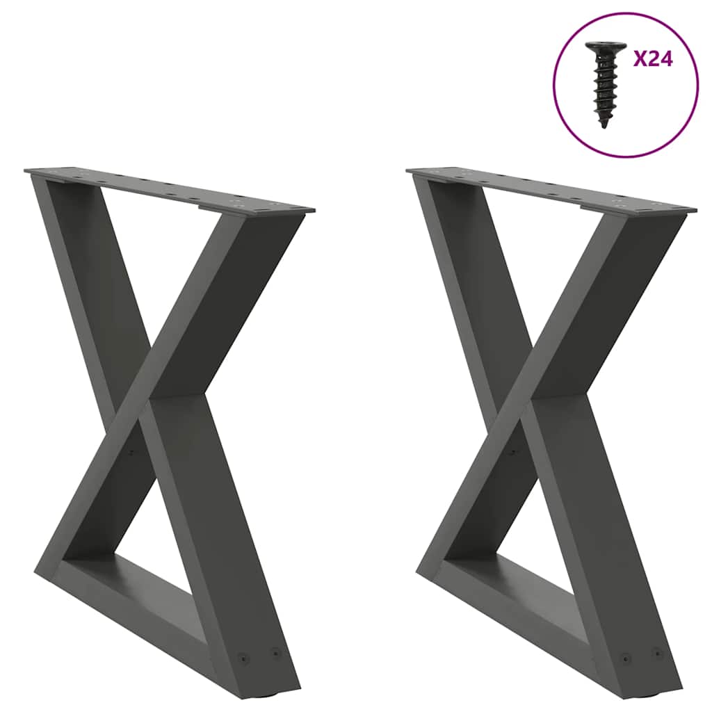 sofabordsben 2 stk. antracit 60 x (42-43,3) cm stål