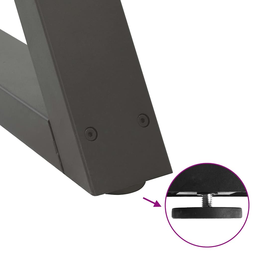 sofabordsben 2 stk. antracit 60 x (42-43,3) cm stål