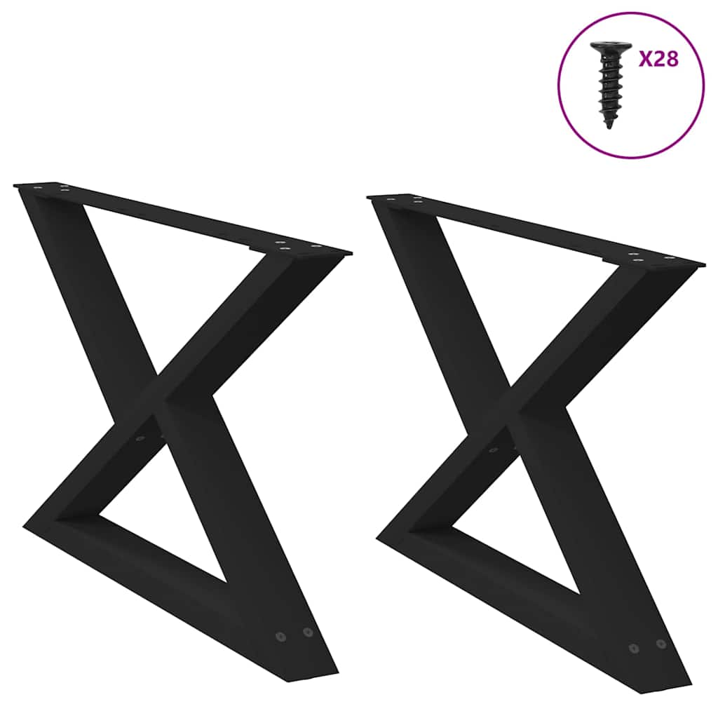 sofabordsben 2 stk. sort 70 x (42-43,3) cm stål