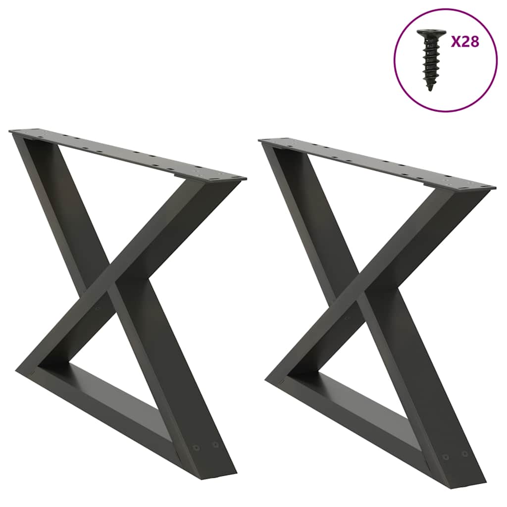 sofabordsben 2 stk. antracit 70 x (42-43,3) cm stål