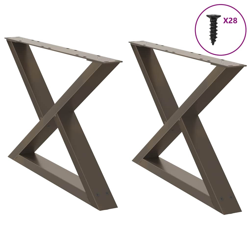 sofabordsben 2 stk. naturstål 70 x (42-43,3) cm stål