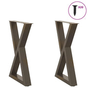 spisebordsben 2 stk. naturstål 60 x (72-73,3) cm stål