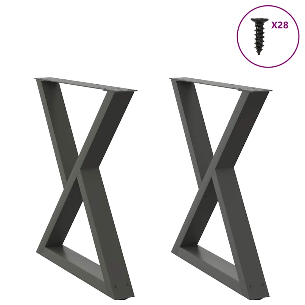 spisebordsben 2 stk. antracit 80 x (72-73,3) cm stål