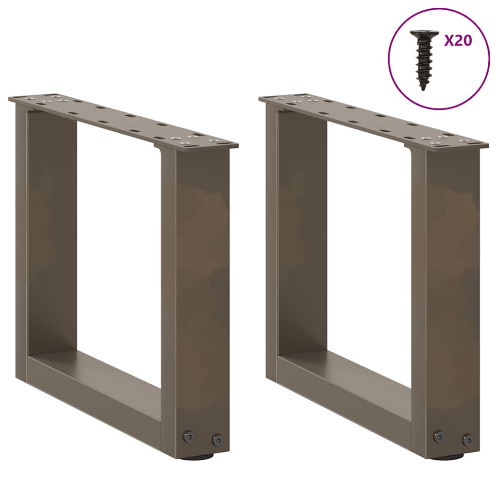 sofabordsben U-formet 2 stk. naturstål 40x(30-31) cm stål