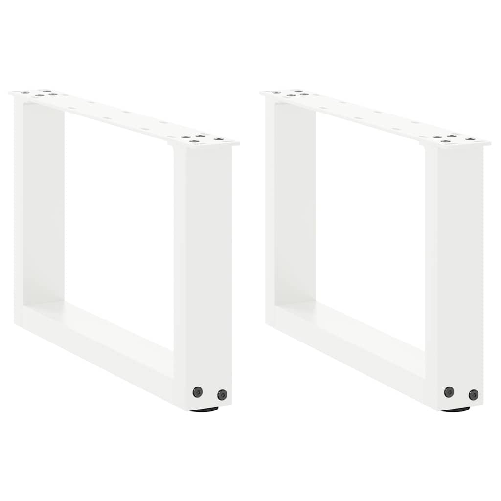 sofabordsben U-formet 2 stk. hvid 50x(30-31) cm stål