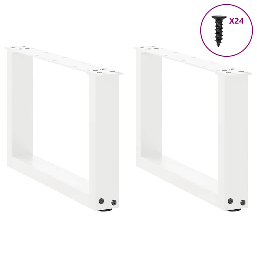 sofabordsben U-formet 2 stk. hvid 50x(30-31) cm stål