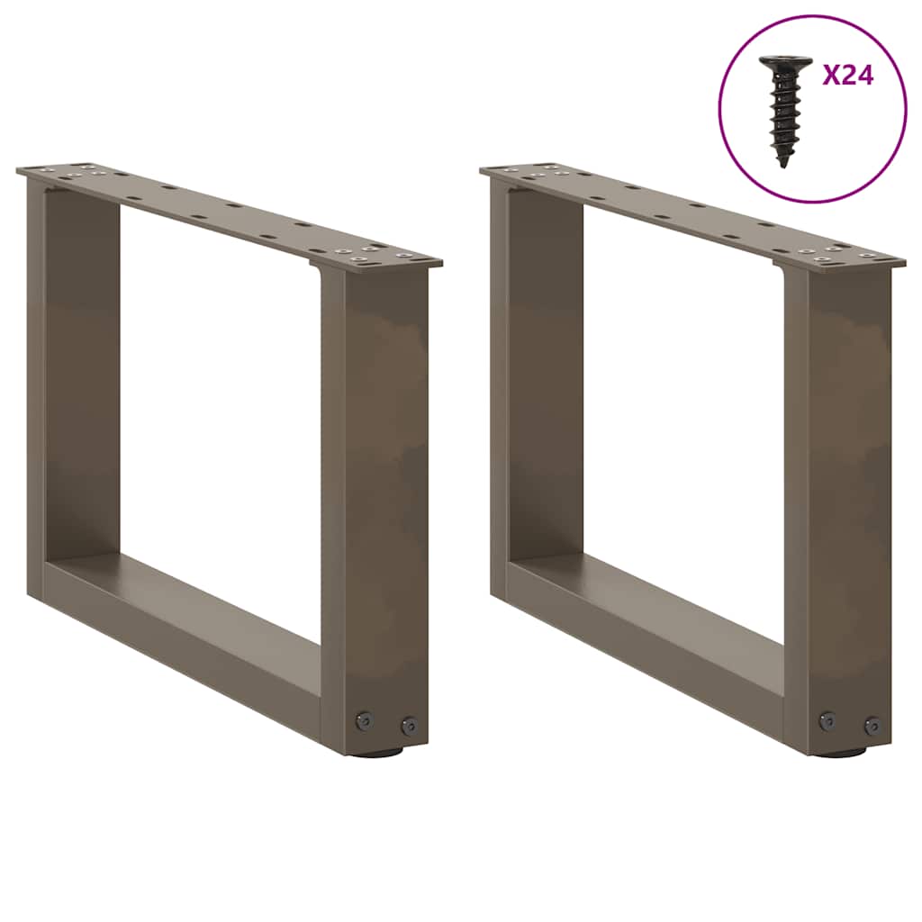 sofabordsben U-formet 2 stk. naturstål 50x(30-31) cm stål