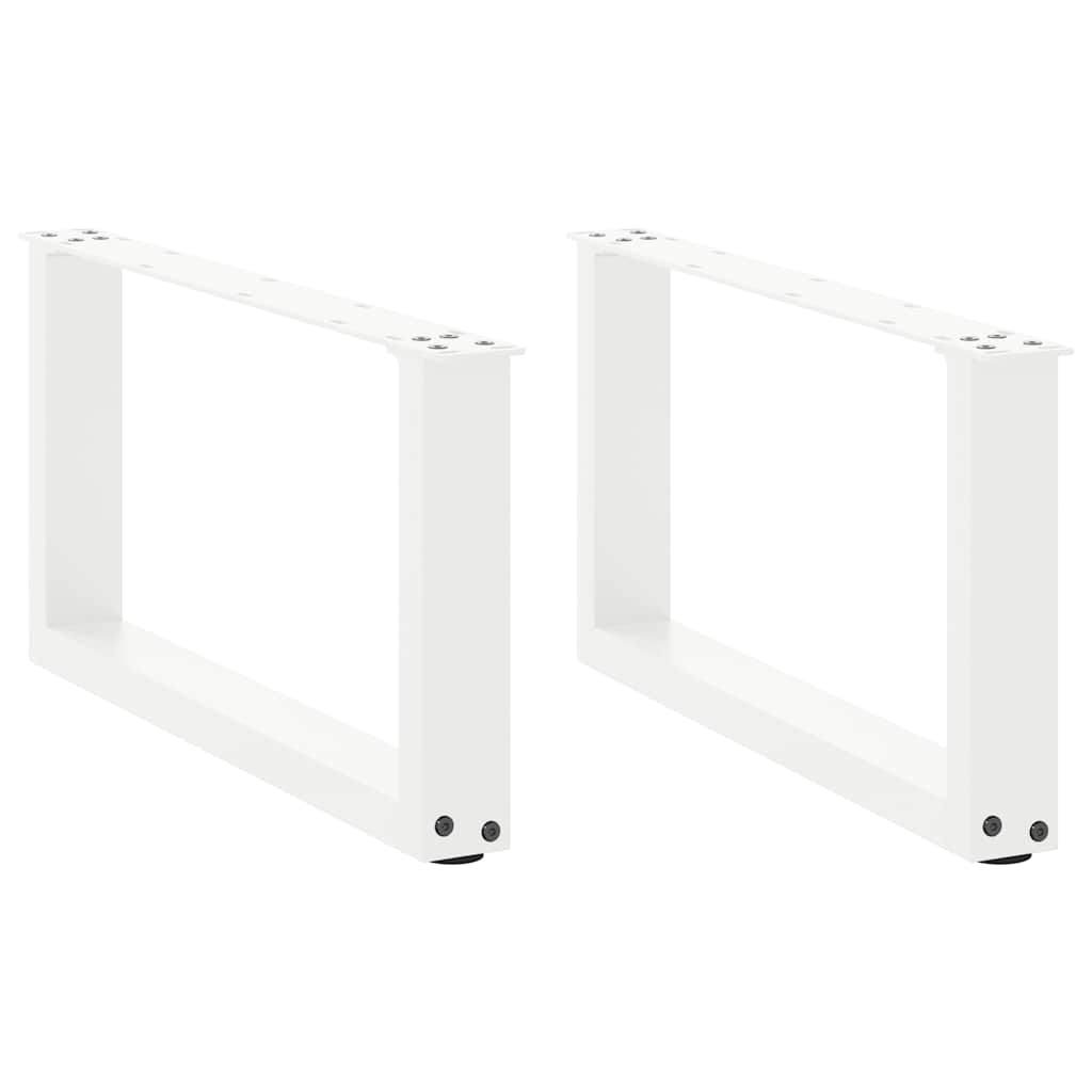 sofabordsben U-formet 2 stk. hvid 60x(30-31) cm stål