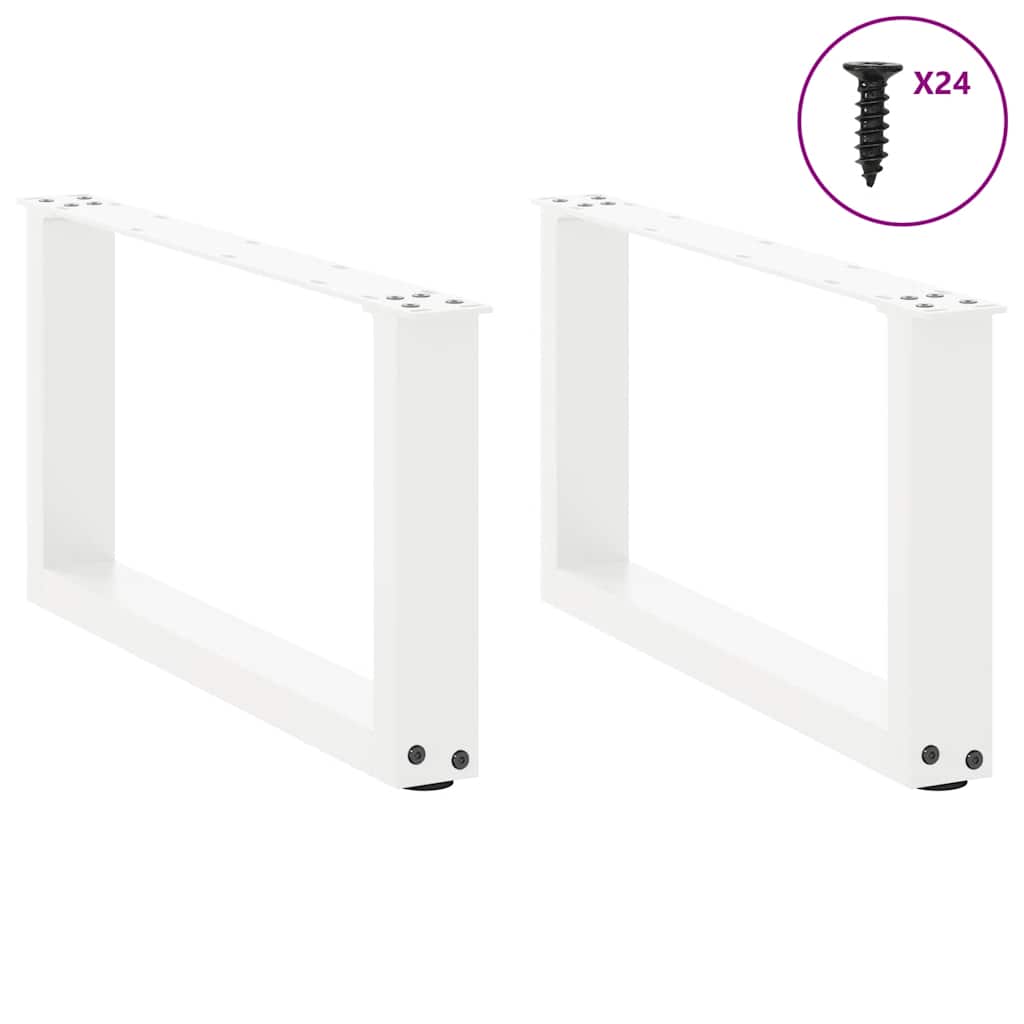 sofabordsben U-formet 2 stk. hvid 60x(30-31) cm stål