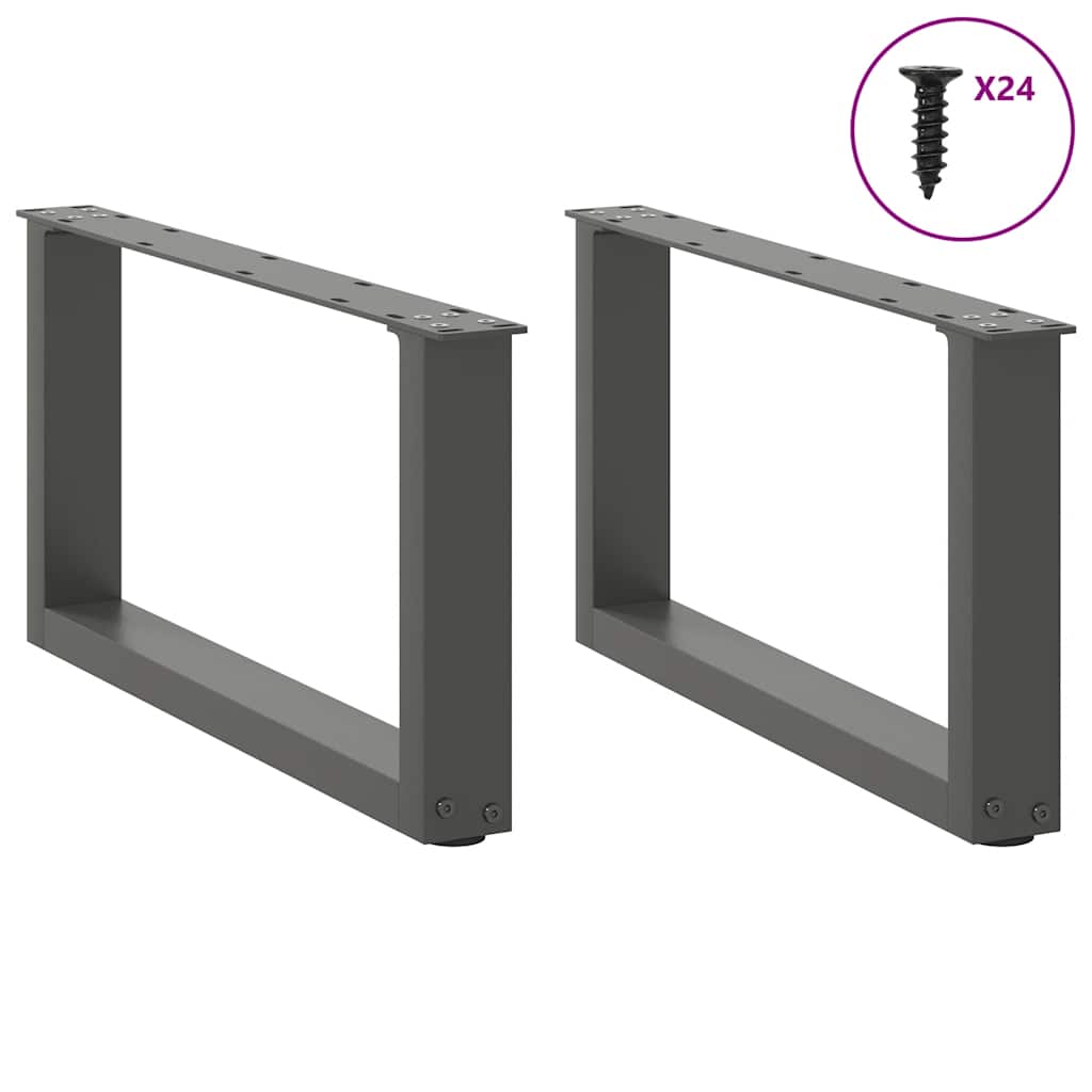 sofabordsben U-formet 2 stk. antracit 60x(30-31) cm stål