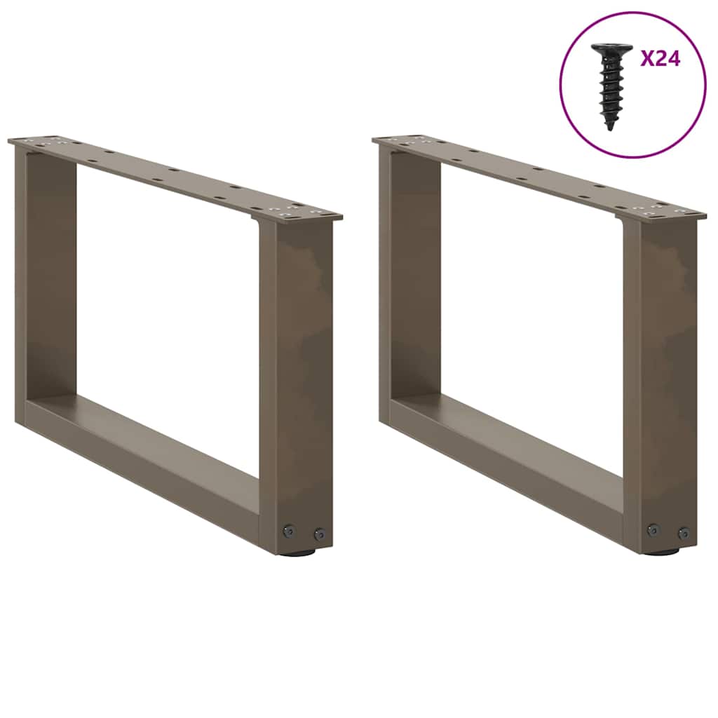 sofabordsben U-formet 2 stk. naturstål 60x(30-31) cm stål