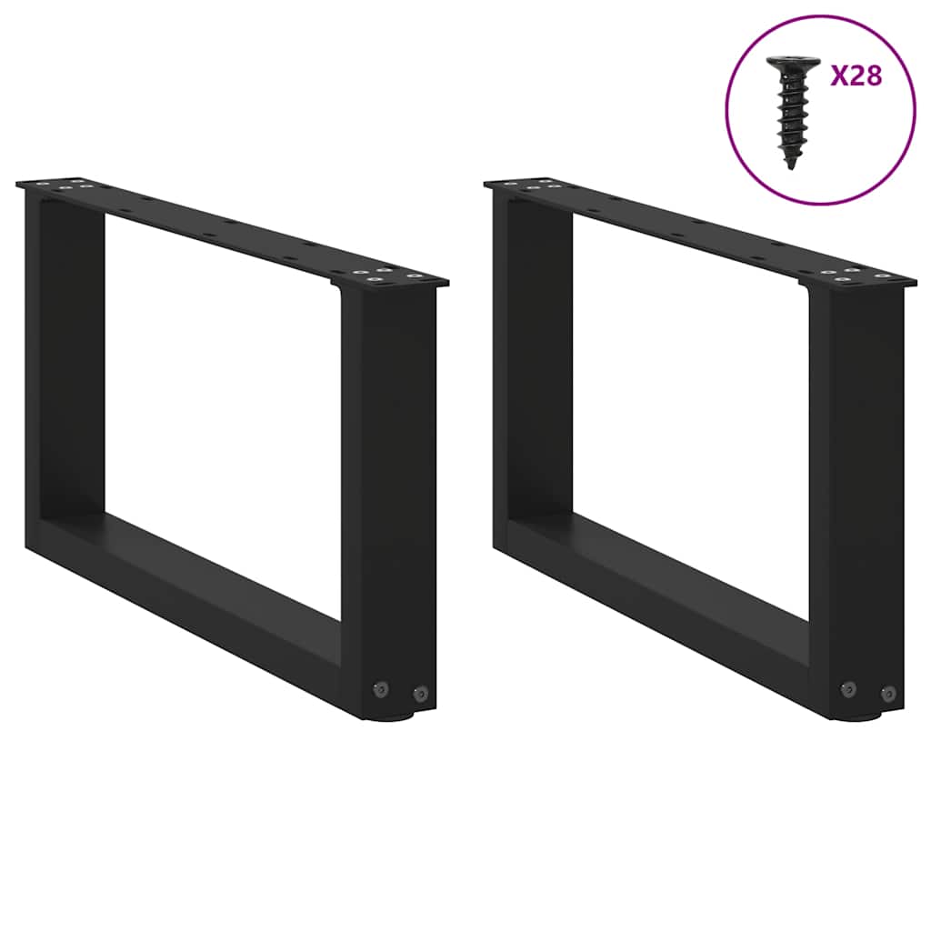 sofabordsben U-formet 2 stk. sort 70 x (30-31) cm stål