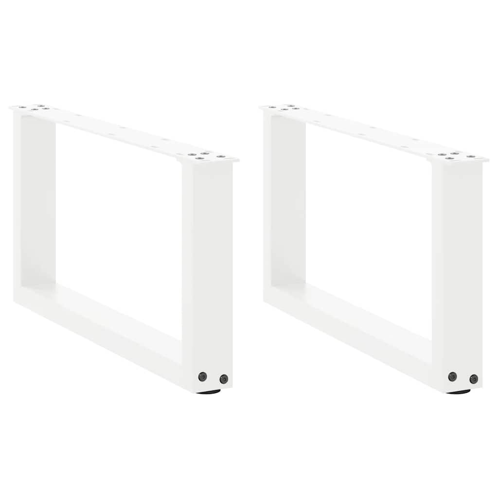 sofabordsben U-formet 2 stk. hvid 70x(30-31) cm stål