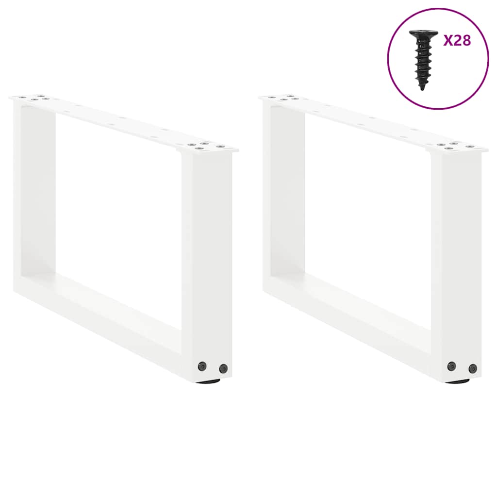sofabordsben U-formet 2 stk. hvid 70x(30-31) cm stål