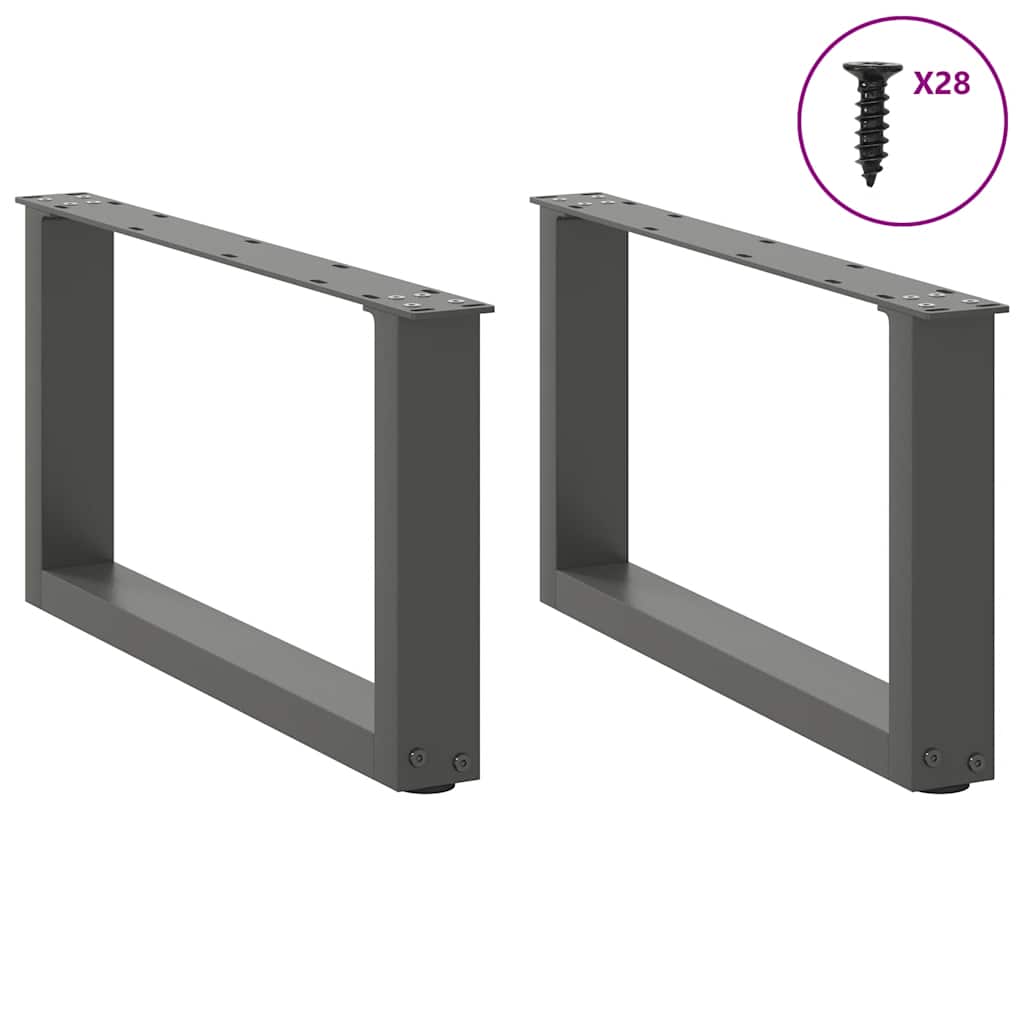 sofabordsben U-formet 2 stk. antracit 70x(30-31) cm stål