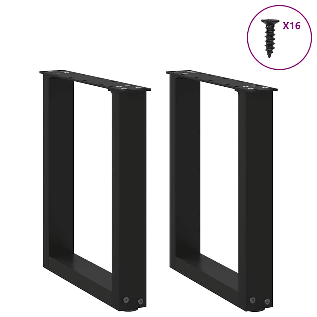 sofabordsben U-formet 2 stk. sort 28 x (42-43) cm stål