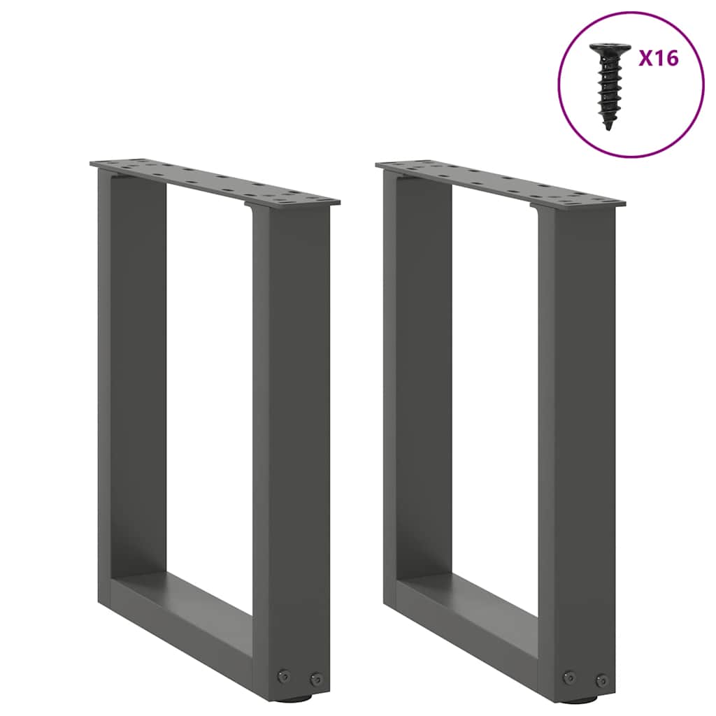 sofabordsben U-formet 2 stk. antracit 28 x (42-43) cm stål