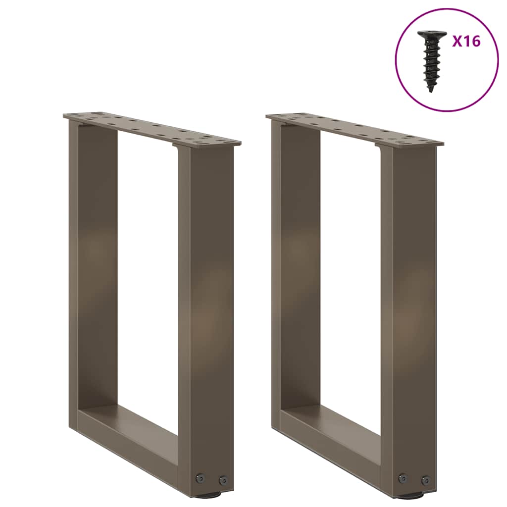 sofabordsben U-formet 2 stk. naturstål 28 x (42-43) cm stål