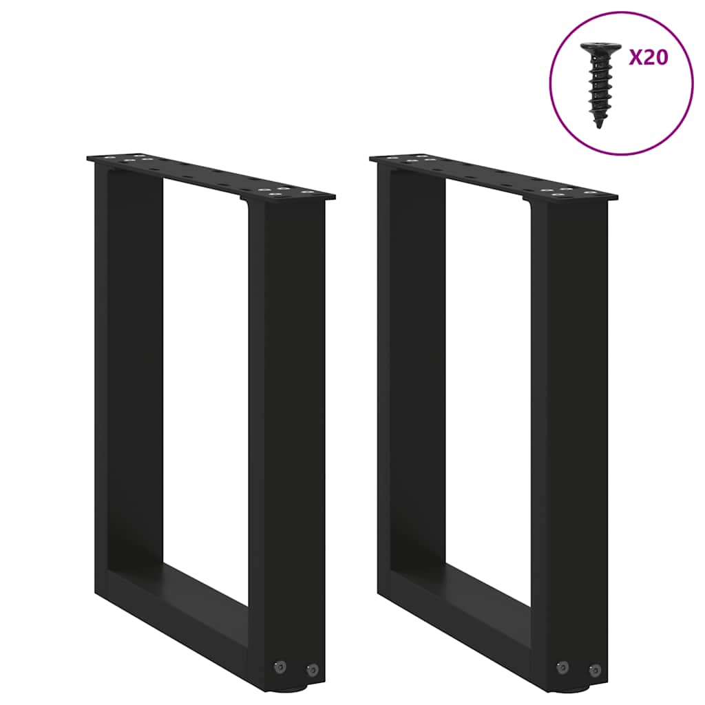 sofabordsben U-formet 2 stk. sort 38 x (42-43) cm stål