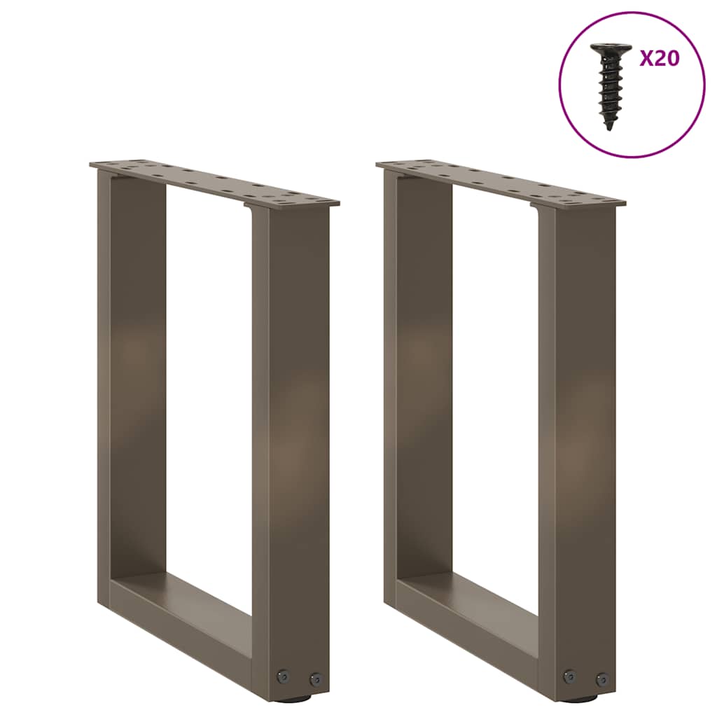 sofabordsben U-formet 2 stk. naturstål 38 x (42-43) cm stål