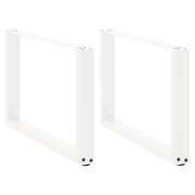 sofabordsben U-formet 2 stk. hvid 60 x (42-43) cm stål