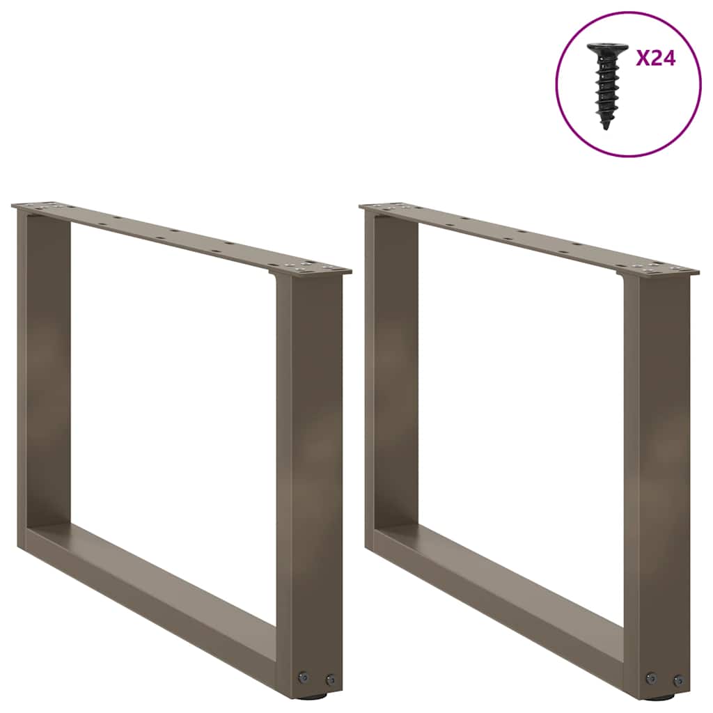 sofabordsben U-formet 2 stk. naturstål 60 x (42-43) cm stål