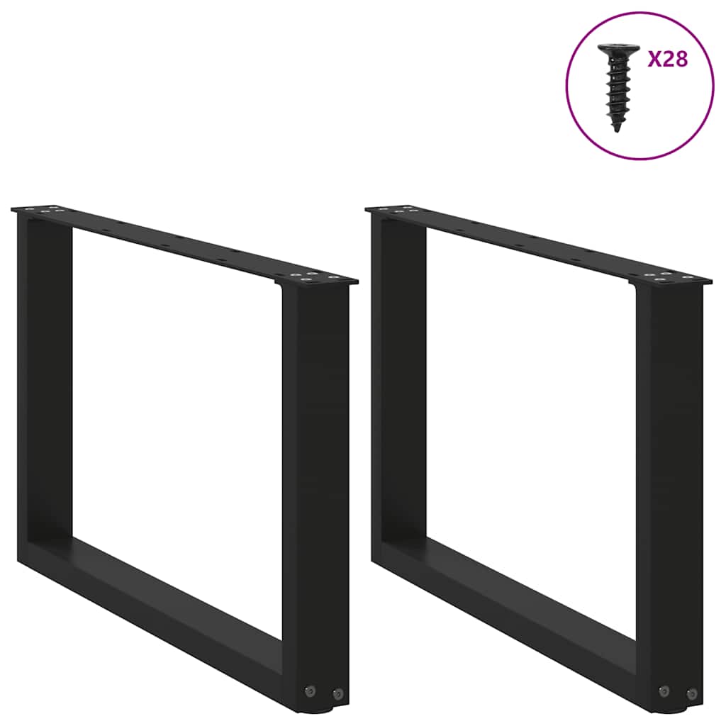 sofabordsben U-formet 2 stk. sort 70 x (42-43) cm stål