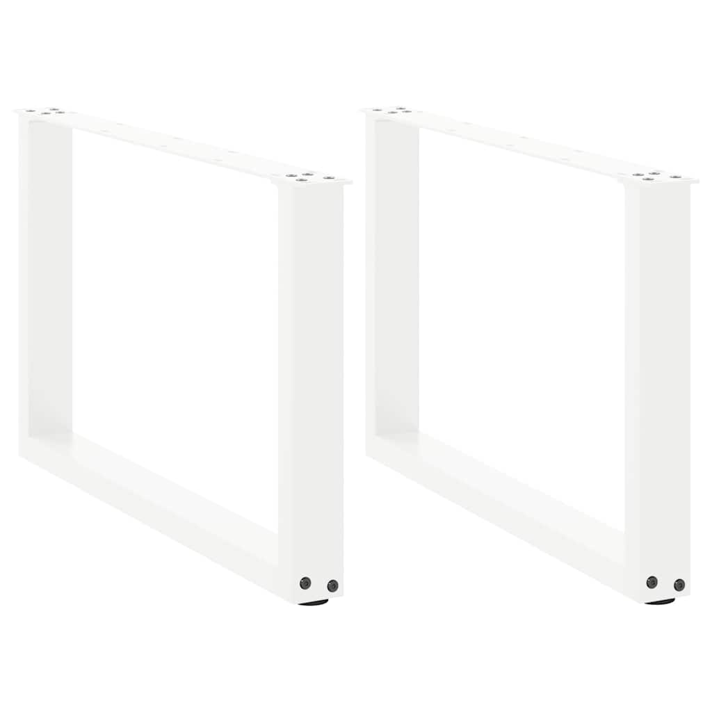 sofabordsben U-formet 2 stk. hvid 70 x (42-43) cm stål