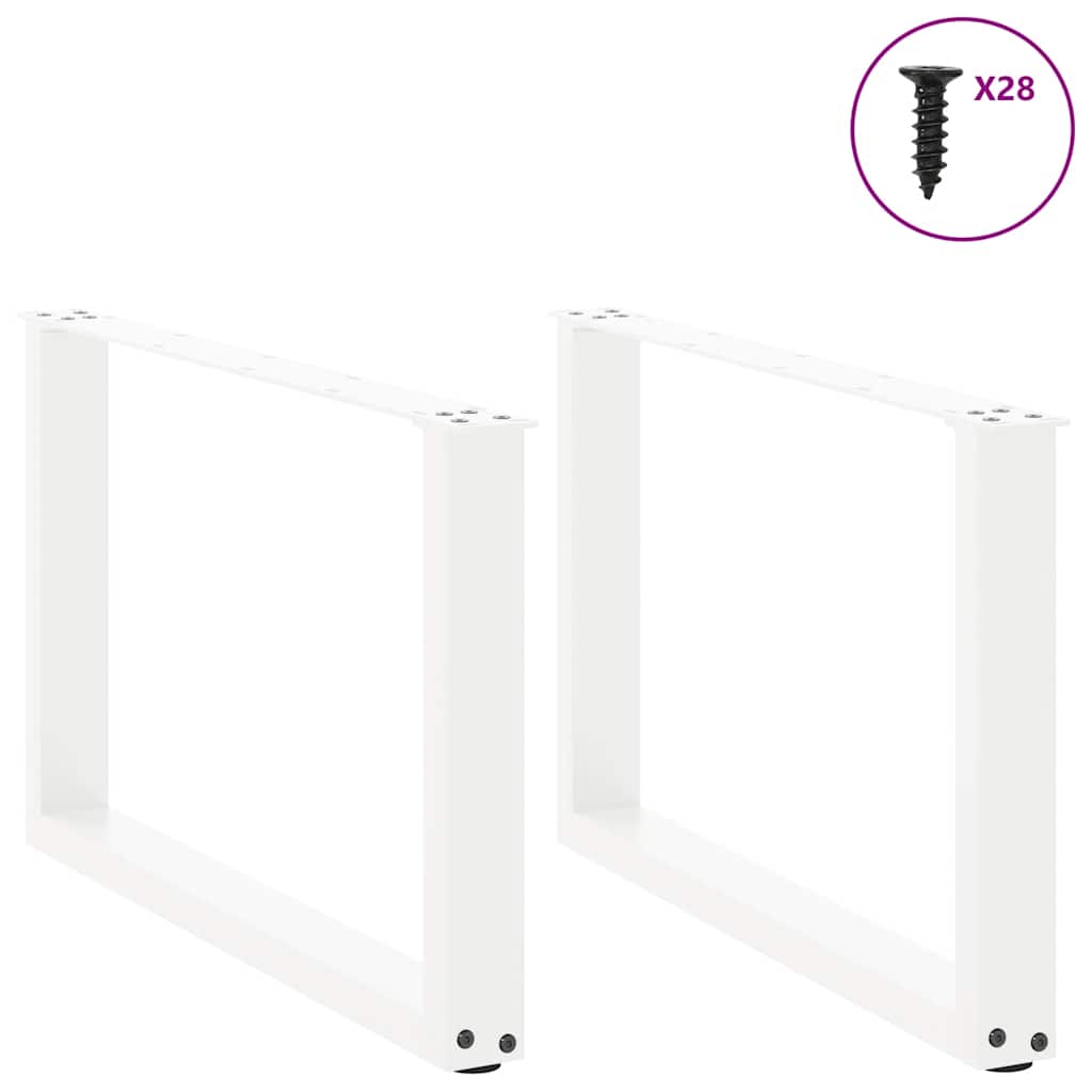 sofabordsben U-formet 2 stk. hvid 70 x (42-43) cm stål