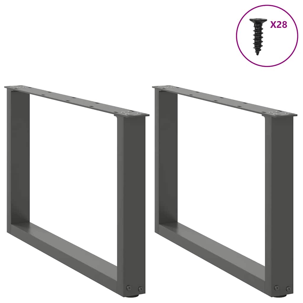 sofabordsben U-formet 2 stk. antracit 70 x (42-43) cm stål