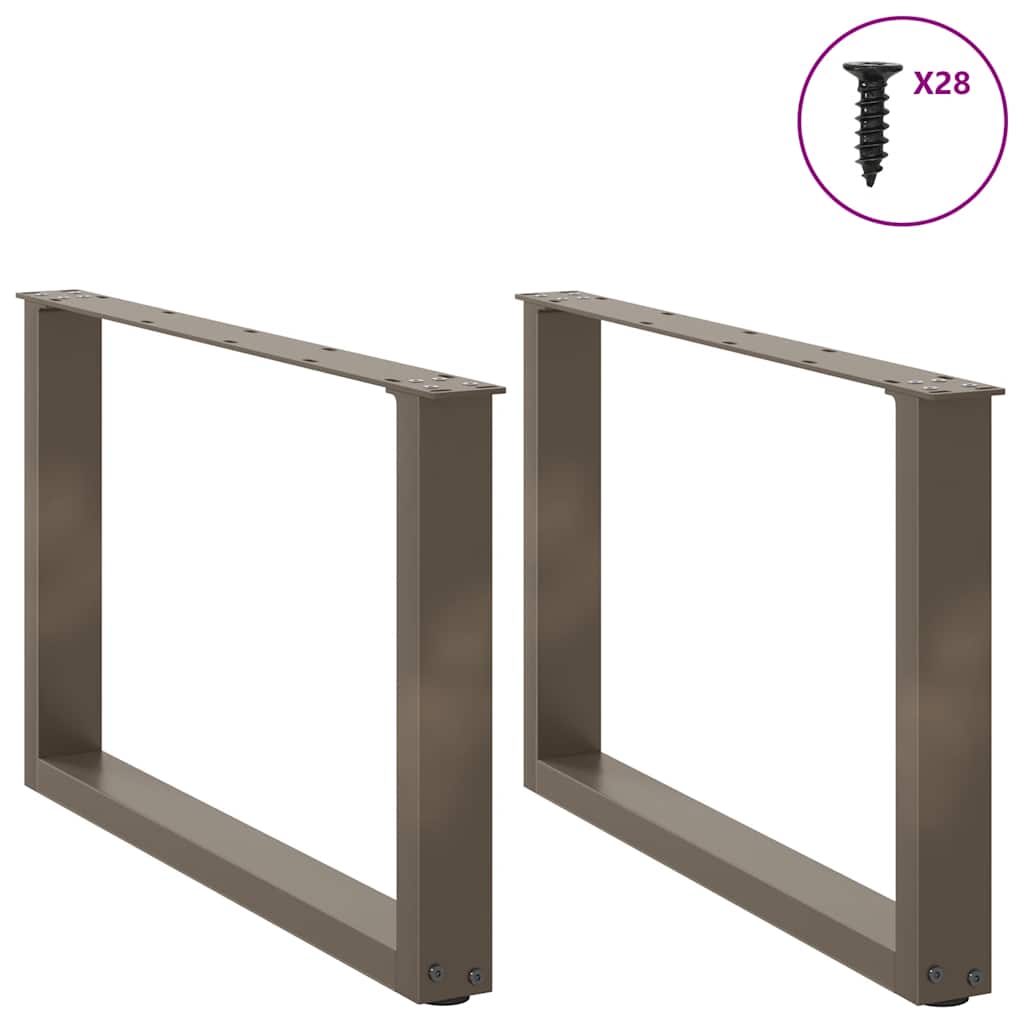 sofabordsben U-formet 2 stk. naturstål 70 x (42-43) cm stål