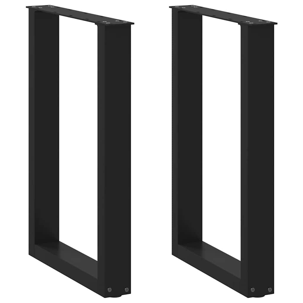 spisebordsben U-formet 2 stk. sort 50x(72-73) cm stål