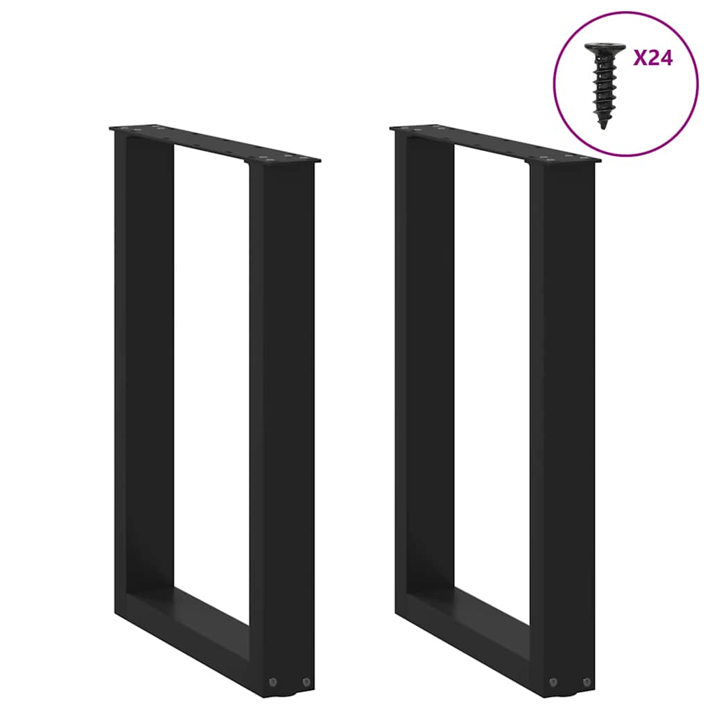 spisebordsben U-formet 2 stk. sort 50x(72-73) cm stål