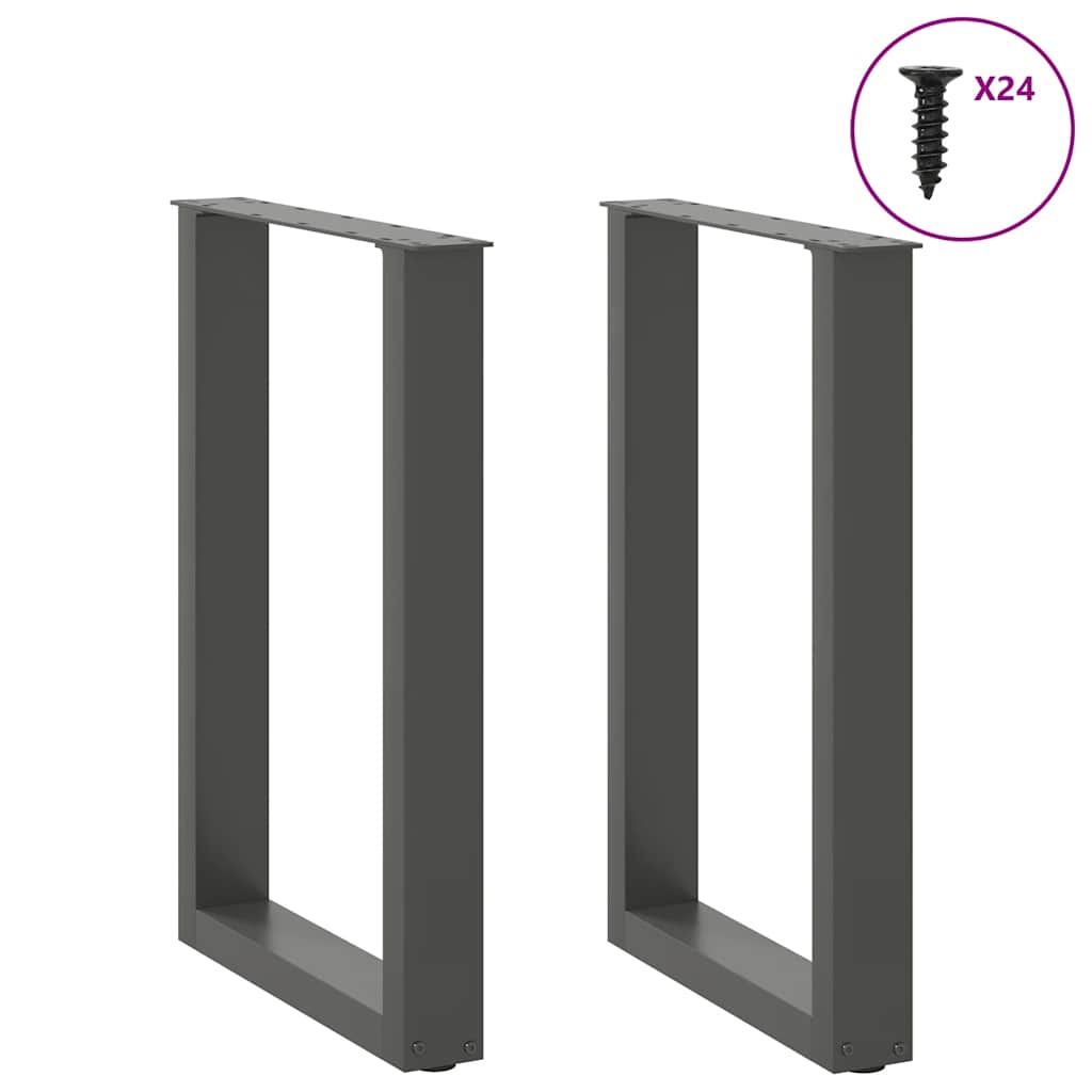 spisebordsben U-formet 2 stk. antracit 50x(72-73) cm stål