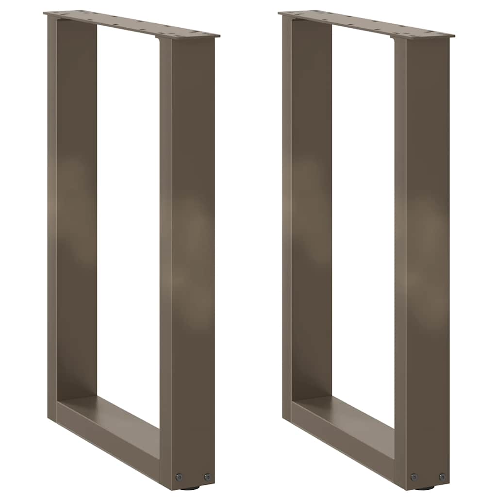 spisebordsben U-formet 2 stk. naturstål 50x(72-73) cm stål